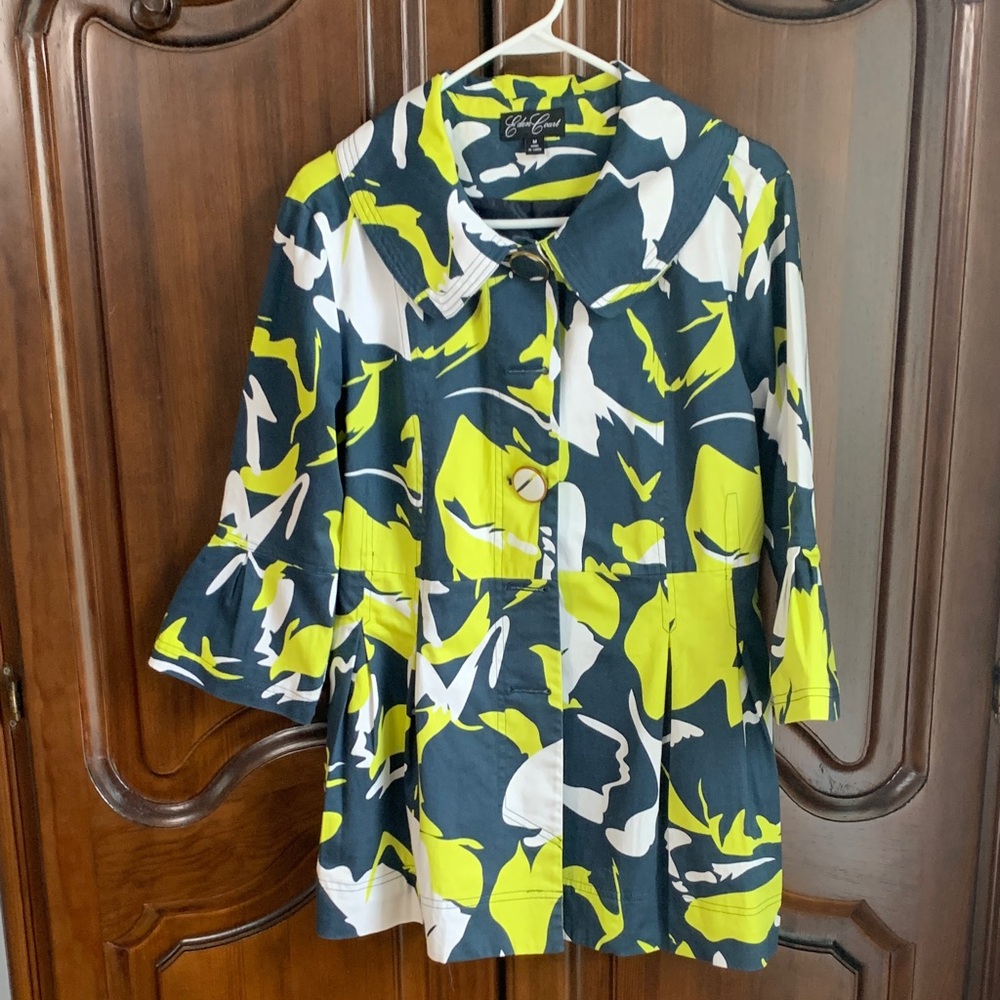 Women's Lightweight Jacket in Navy and Lime Abstract
